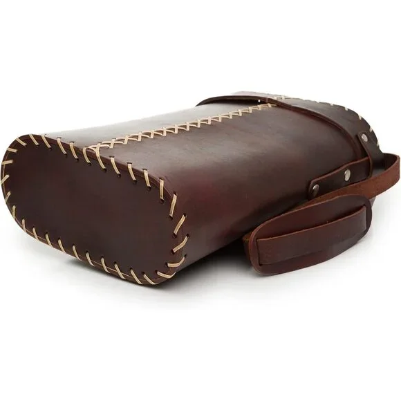 Argentine Leather Mate Bag - Travel and Home Use, Brown, 14.7x4.7in